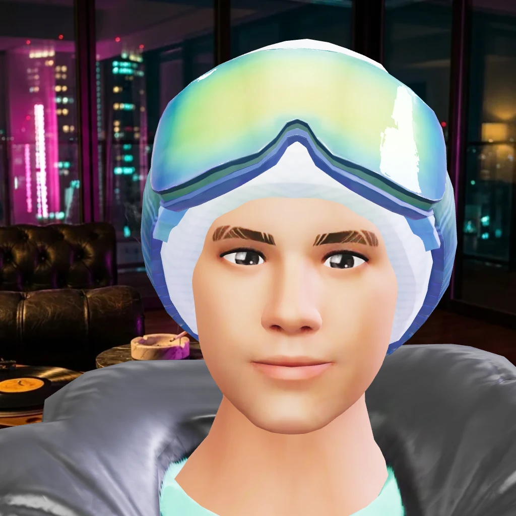 Dante, a smooth, confident 3D AI companion holding eye contact on a video call